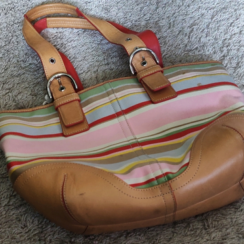 Coach Cloth and Leather Trim Satchel